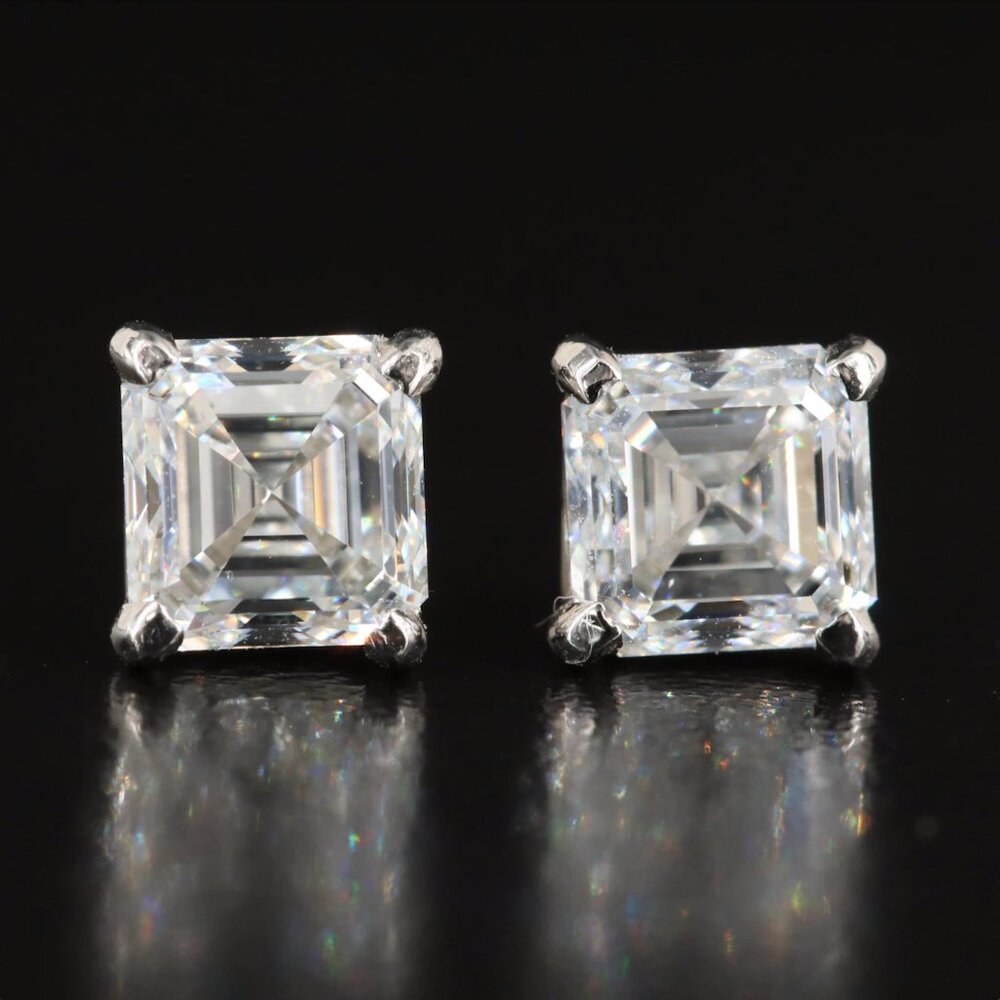 Platinum 1.80 CTW Diamond Stud Earrings with GIA Reports